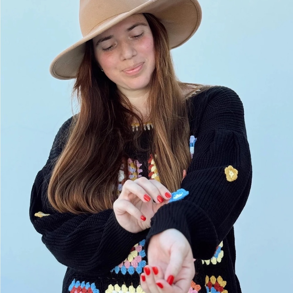 Entro Black Sweater with Multicolor Accents